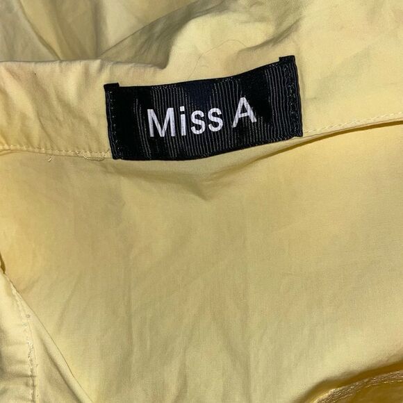 Miss A  Yellow shirt two tone long sleeve front pocket - Picture 4 of 4